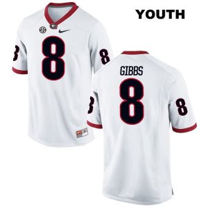 Youth Georgia Bulldogs NCAA #8 Deangelo Gibbs Nike Stitched White Authentic College Football Jersey OKF1454SL